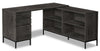Sean 60\" L-Shaped Office Desk with 3-Drawers & 4 Cubbies - Grey