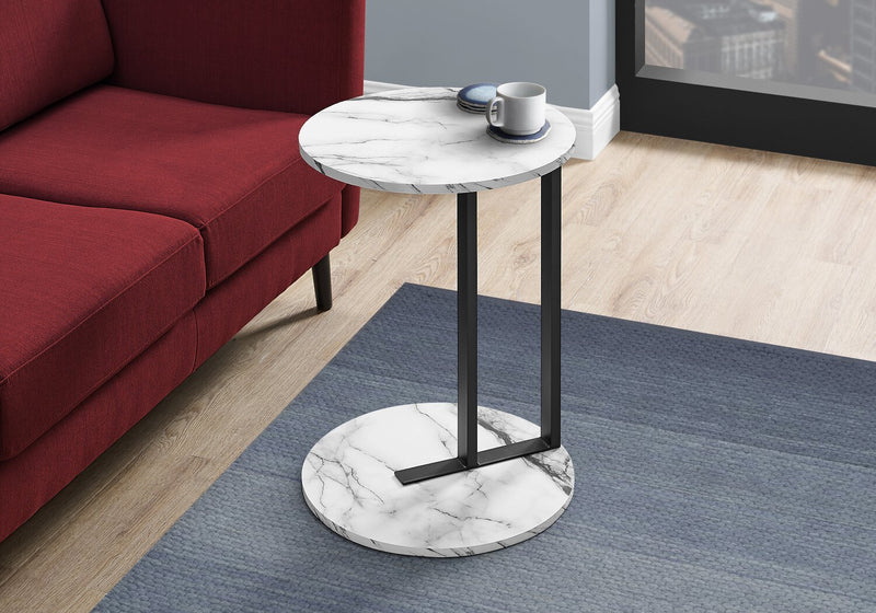 Jerri 18.25\" C-Shaped Chairside Table - White Marble-Look