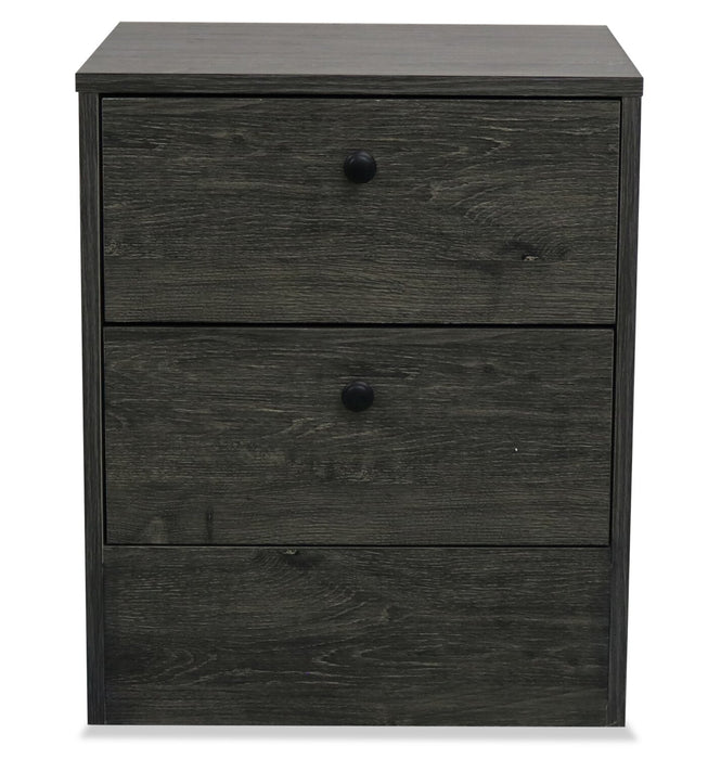 Hart Bedside 2-Drawer Nightstand, 18.4\"W x 22.2\"H, Made in Canada - Grey