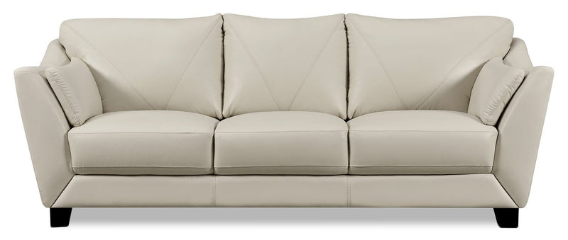 Chateau d'Ax Lusso 92\" 100% Genuine Leather Sofa with Wood Legs - Smoke Grey