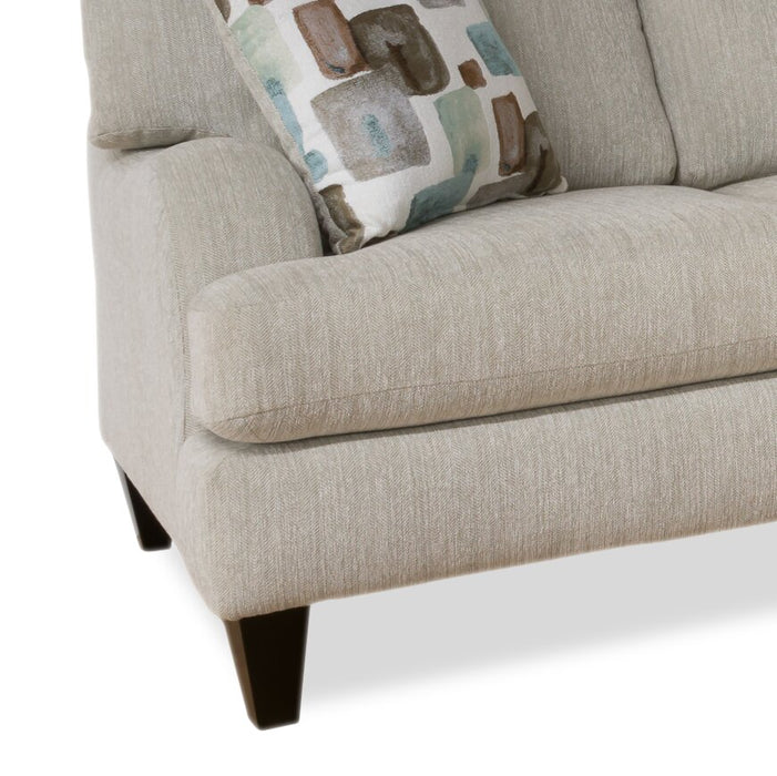 Made in Canada Nofia 3-Piece Right-Facing Chenille Fabric Sectional with  Accent Pillows and Wood Legs - Linen Beige