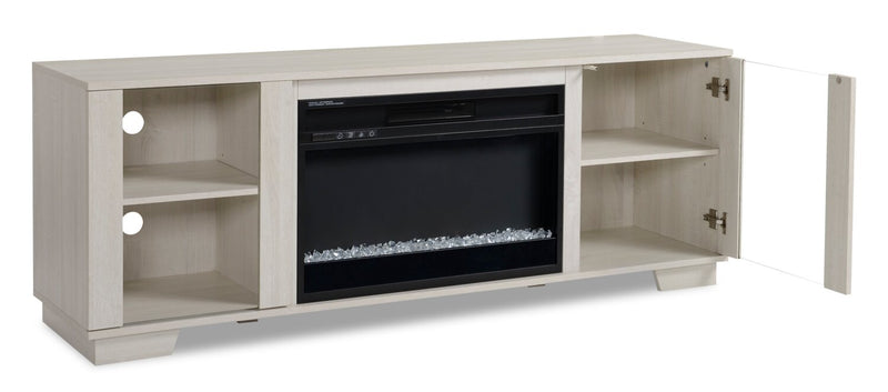 Antoni 62\" Modern Electric Fireplace TV Stand with Storage and Cable Management for TVs up to 70\"- White