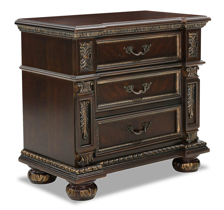 Wynn Bedside 3-Drawer Nightstand, 31\"W x 29.5\"H - Cherry Brown