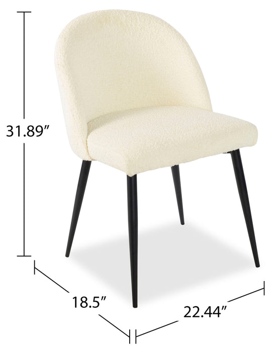 Bali Dining Chair with Boucle Fabric, Metal - Taupe