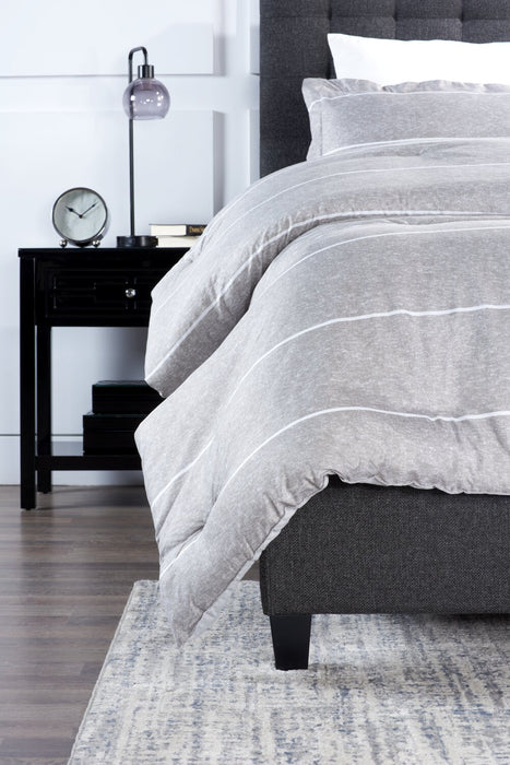Stripes 3-Piece King Comforter Set - Grey