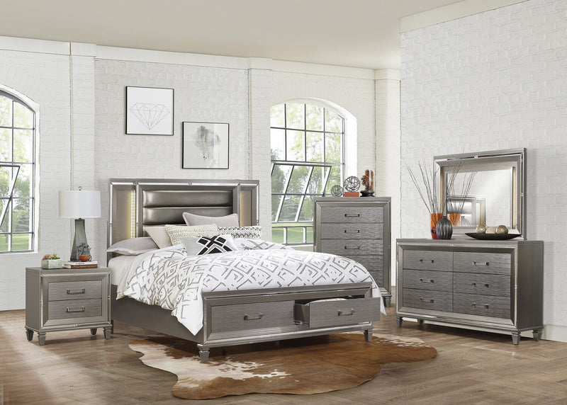 Max Bedroom Chest of Drawers, 5-Drawer, 38\"W x 54.3\"H, Glam - Silver