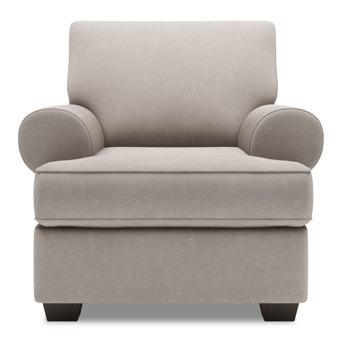 Made in Canada Sofa Lab Customizable Roll 42\" Linen-Look Fabric Chair with Rolled Arms - Pax Slate Grey
