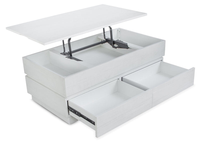 Emir 48\" Modern Lift Top Coffee Table with Storage - Alabaster White Wood