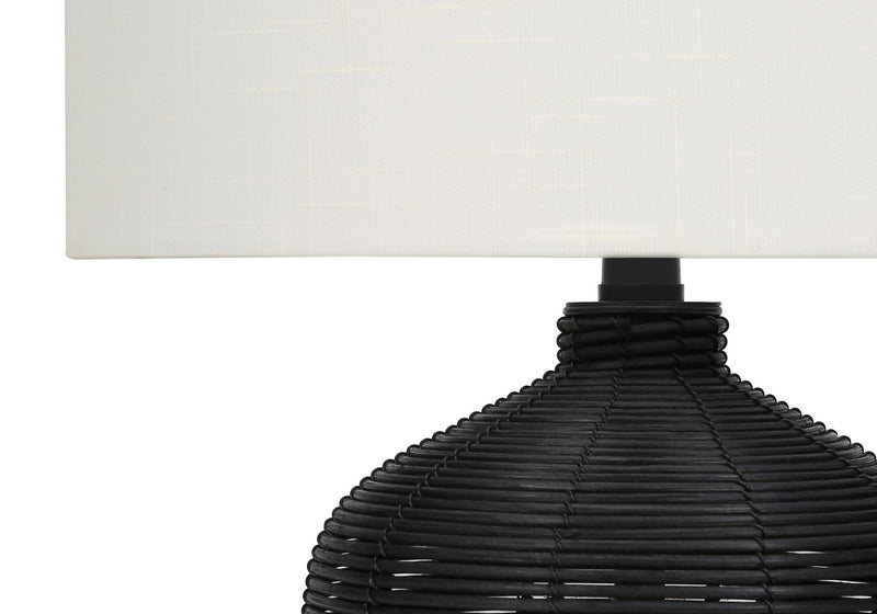 23\" Black Rattan Table Lamp