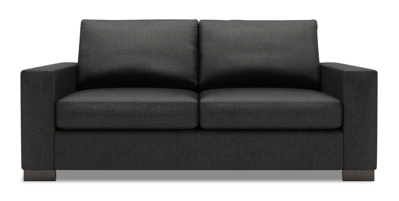 Made in Canada Customizable Sofa Lab Track 75\" Linen-Look Fabric Condo Size Sofa with Track Arms - Luna Kohl Grey