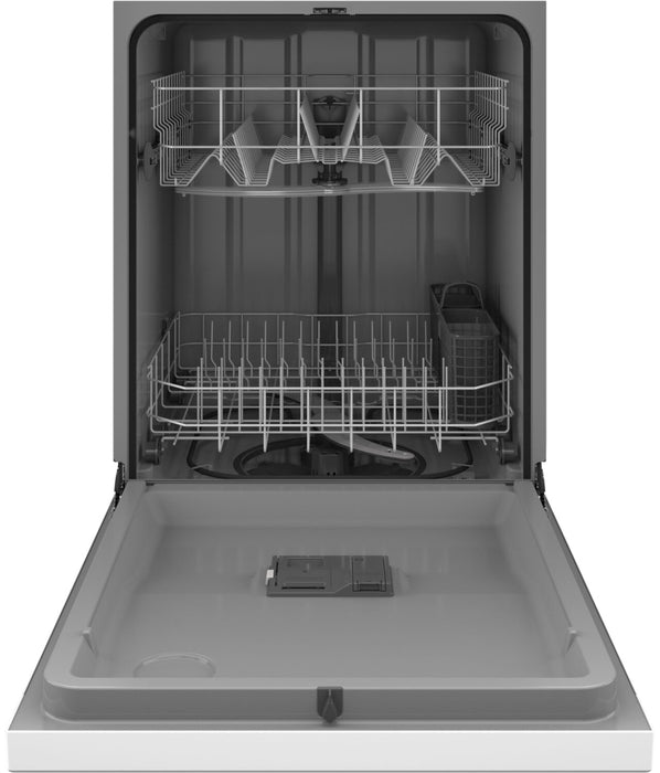 GE 24\" 59 dBA Built-In Front-Control Dishwasher with Piranha Hard Food Disposer - White - GDF510PGRWW