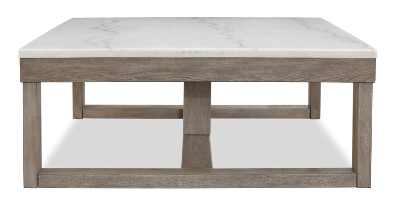 Corsa 56\" Modern Coffee Table - Marble Top with Grey Brown Wood Base