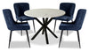 Verona 5pc Dining Set with Table & 4 Lexi Chairs, Culture Marbled Top, Metal, 42\"W Round - Blue