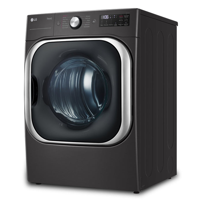 LG 9 Cu. Ft. Smart Electric Dryer with Steam - Black Steel - Stackable - DLEX8900B