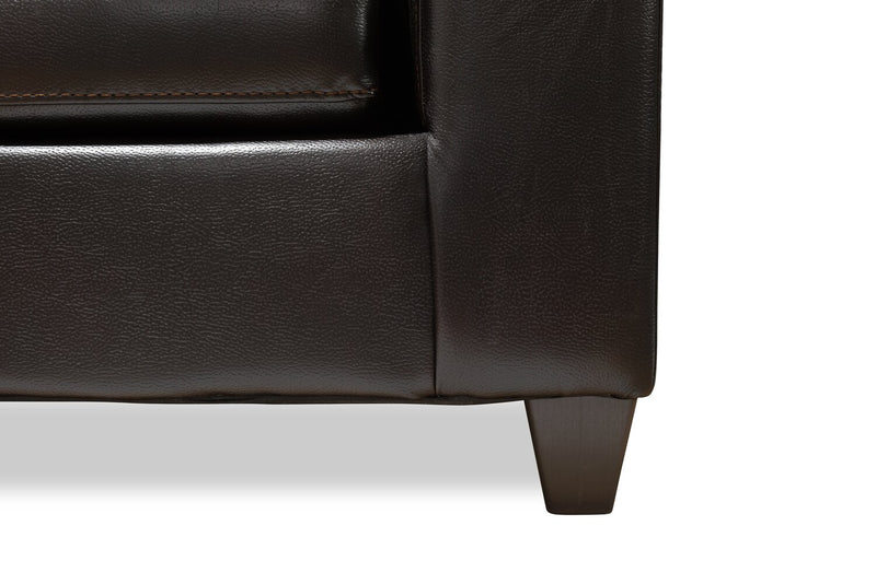Made in Canada Addison 86\" Leather-Look Fabric Sofa with Removable Seat Cushion and Tufting - Blackberry Black