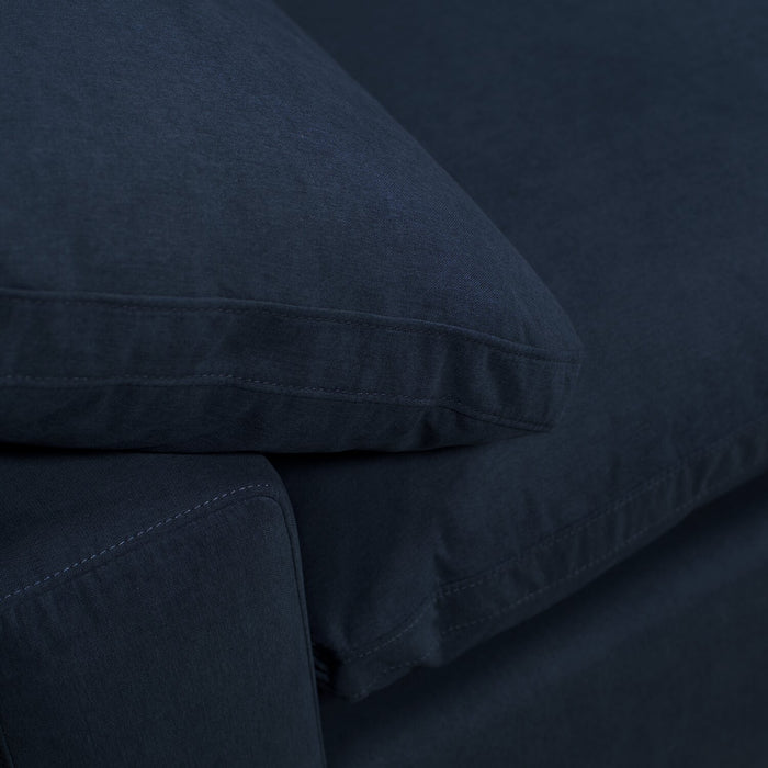 Eclipse Modular 8-Piece Linen-Look Fabric Sectional with Reversible Feather Down Cushions - Navy Blue