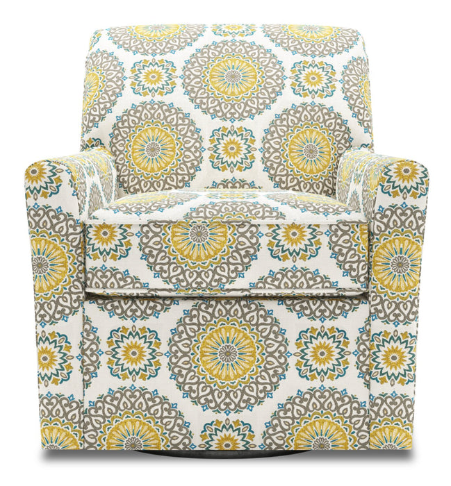 Made in Canada Sofa Lab Customizable Swivel 31\" Fabric Accent Chair - Jade Multicolour