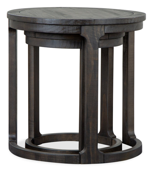 Axl 24\" Traditional Round Nesting End Tables - Dark Grey-Brown Wood