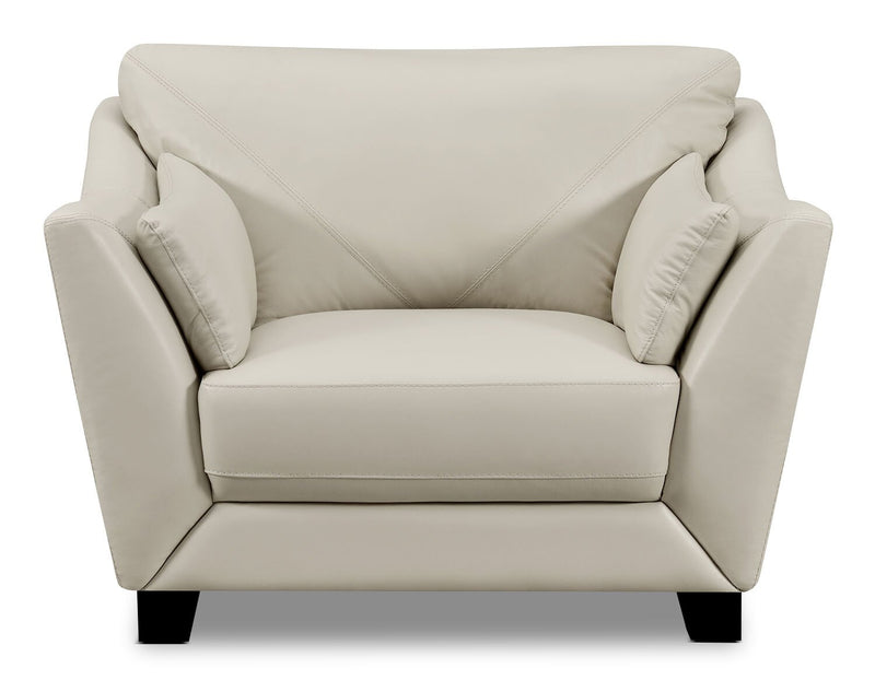 Chateau d'Ax Lusso 92\" 100% Genuine Leather Chair with Wood Legs - Smoke Grey