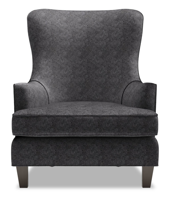 Made in Canada Sofa Lab Customizable Wingback 32\" Chenille Fabric Accent Chair - Luxury Charcoal Grey