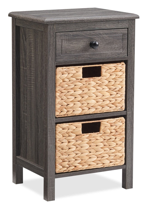 Jon 15.5\" Chairside Table with 2 Baskets & Drawer - Distressed Grey