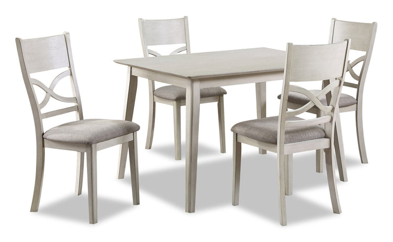 Shae 5pc Dining Set with Table & 4 Chairs, 48\"W - Antique White