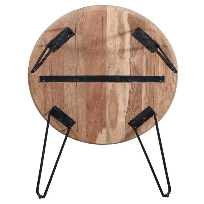 Miya Dining Table, Acacia Wood, Metal, 36\"W Round - Natural