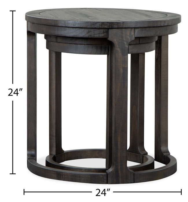 Axl 24\" Traditional Round Nesting End Tables - Dark Grey-Brown Wood