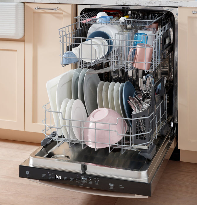 GE 24\" 45 dBA Built-In Top-Control Dishwasher with Dry Boost Technology - Stainless - GDT670SYVFS