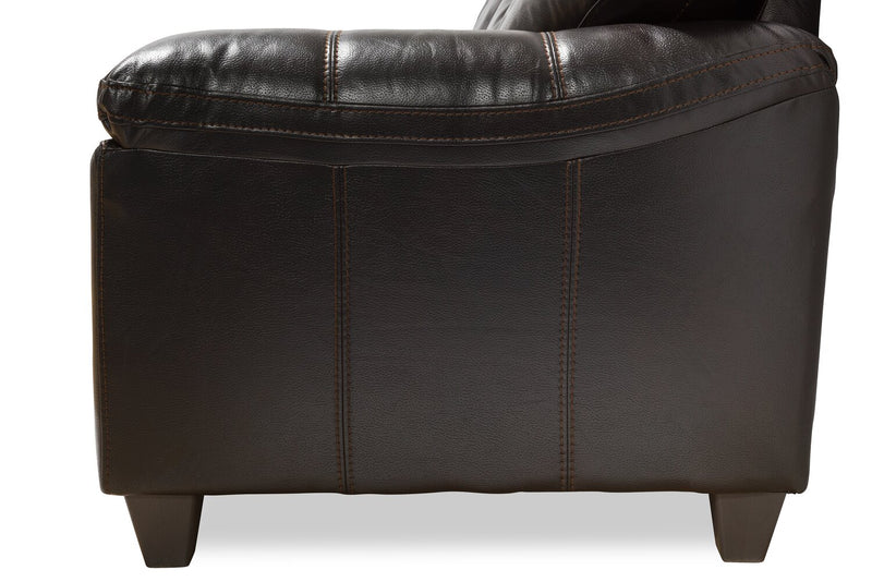 Made in Canada Addison 63\" Leather-Look Fabric Loveseat with Removable Seat Cushions and Tufting - Blackberry Black
