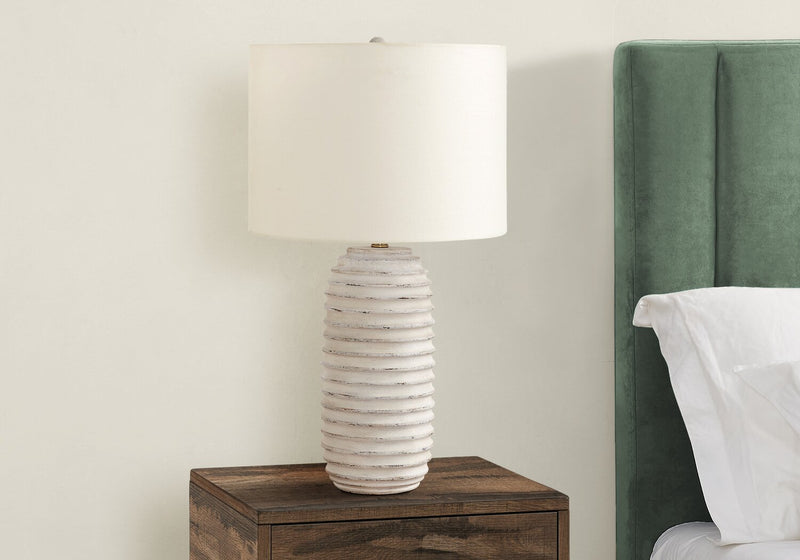 28\" Cream Textured Resin Table Lamp