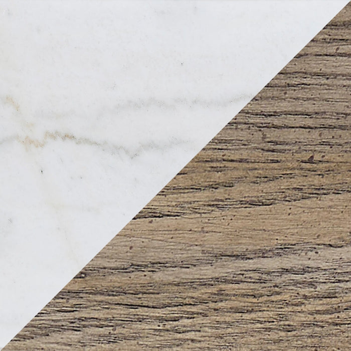 Corsa 56\" Modern Coffee Table - Marble Top with Grey Brown Wood Base