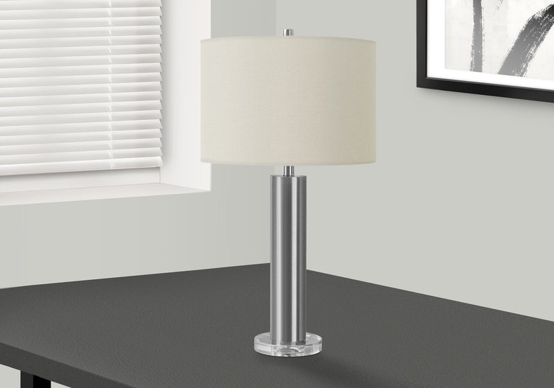 28\" Nickle Metal with Acrylic Base Table Lamp