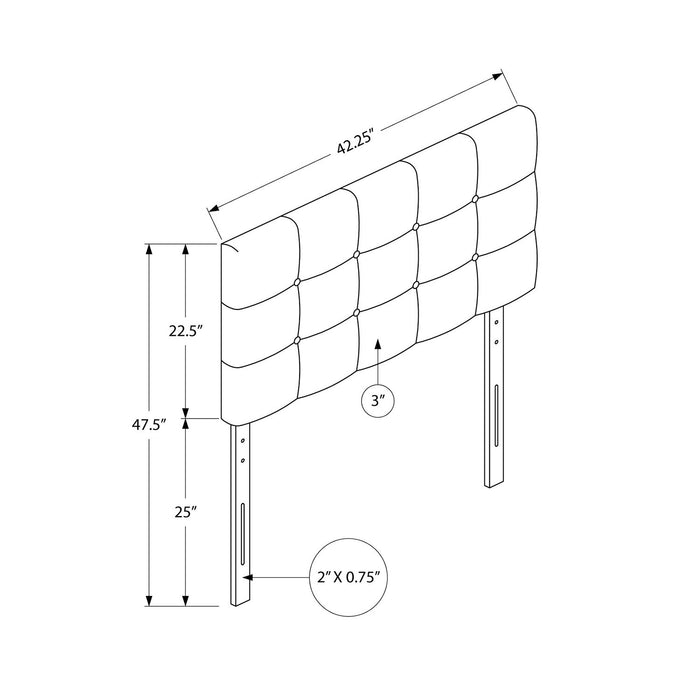 Estel Upholstered Headboard in White Vegan Leather Fabric, Button Tufted - Twin Size