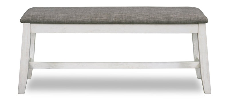 Echo Dining Bench with Linen-Look Fabric, Wood, 47.24\"W - White/Grey