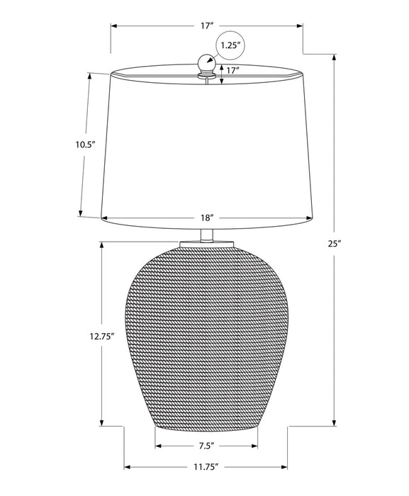 25\" Ratten Table Lamp with Beige Shade