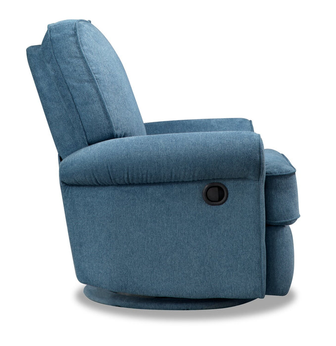 Bevin 34.4\" Chenille Fabric Swivel Glider Reclining Chair - Blue