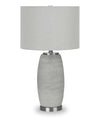 25\" Grey Ceramic with Silver Base Table Lamp