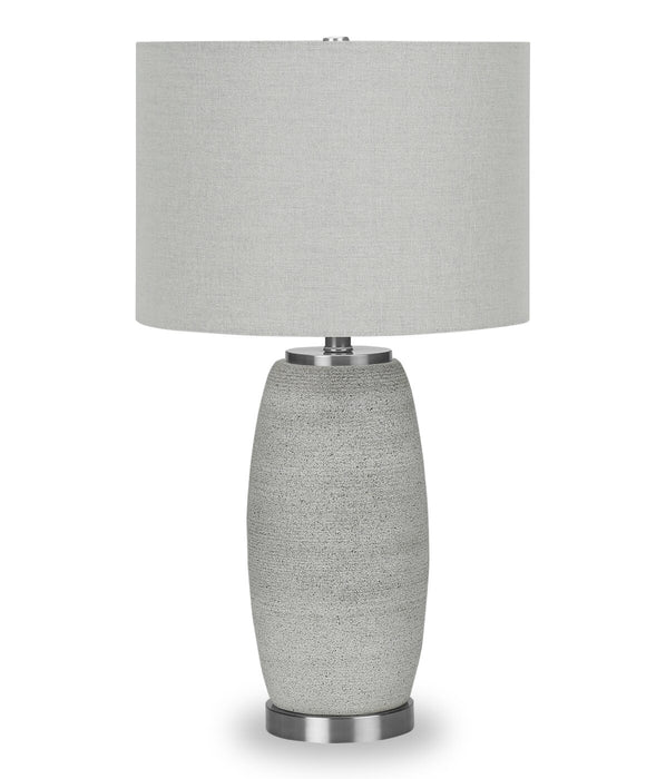 25\" Grey Ceramic with Silver Base Table Lamp