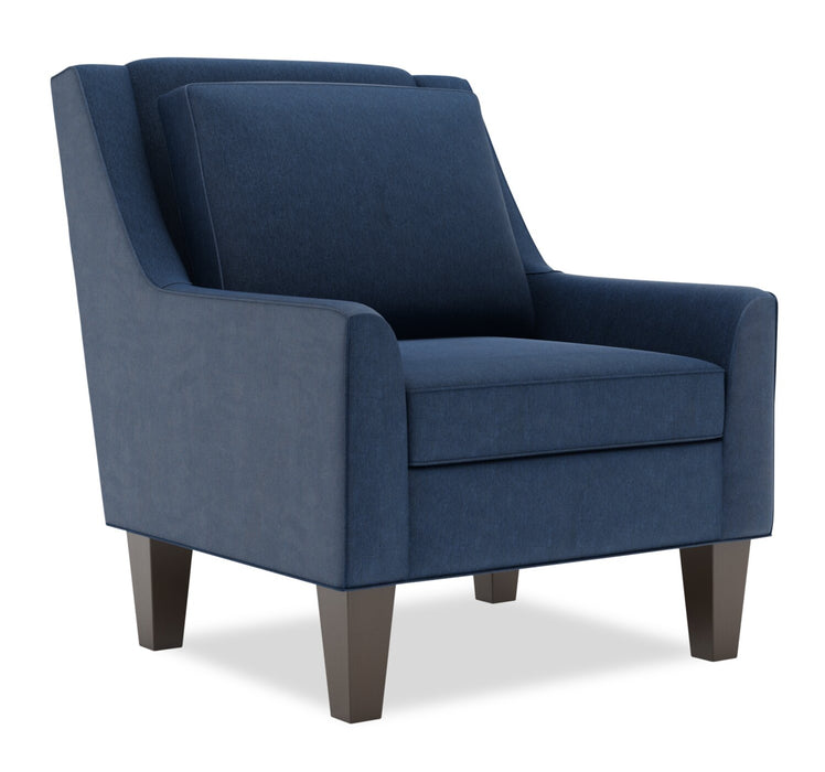 Made in Canada Sofa Lab Customizable Club 29\" Linen-Look Fabric Accent Chair with Wood Legs - Pax Navy Blue