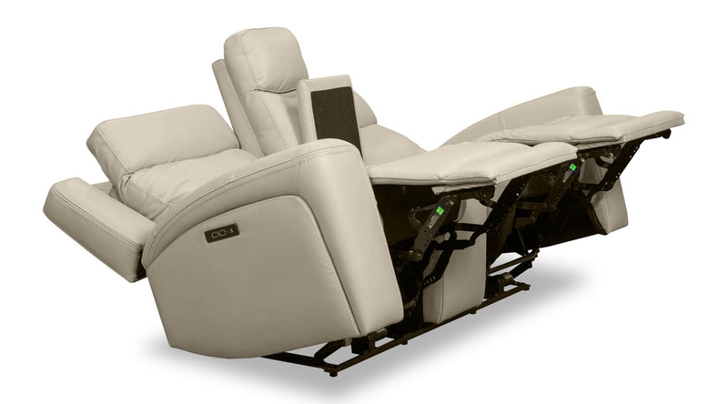 Scott Living Prescott 79\" Genuine Leather Power Reclining Loveseat with Power Headrests - Platinum Grey