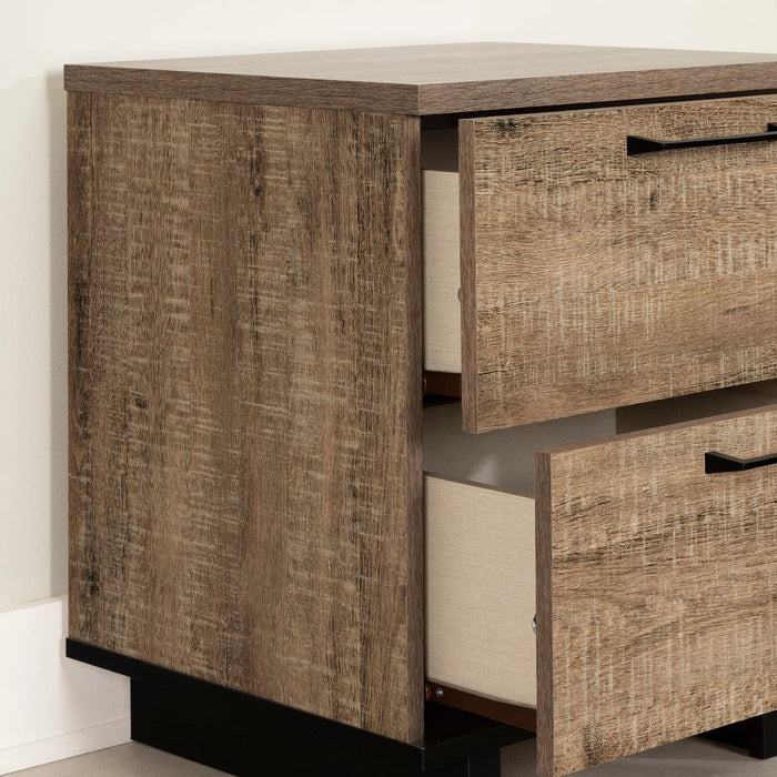 Everley Bedside 2-Drawer Nightstand with USB Ports, 19.5\"W x 22.5\"- Brown