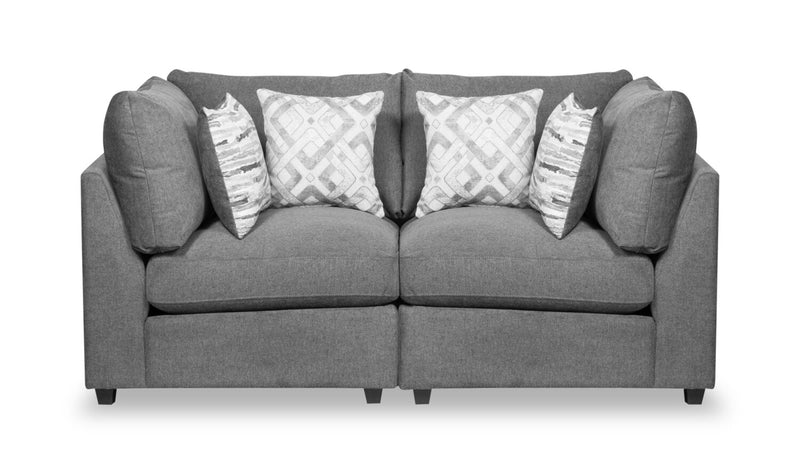 Scott Living Evolve Modular 79\" Linen-Look Fabric Loveseat with Removable Feather Down Cushions - Charcoal Grey