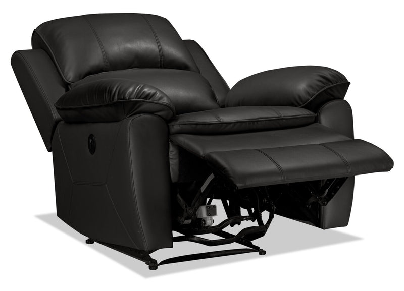 Chandler 37\" Leather-Look Fabric Power Reclining Chair with USB Port- Grey