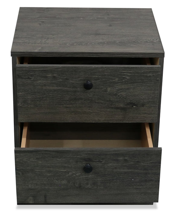 Hart Bedside 2-Drawer Nightstand, 18.4\"W x 22.2\"H, Made in Canada - Grey