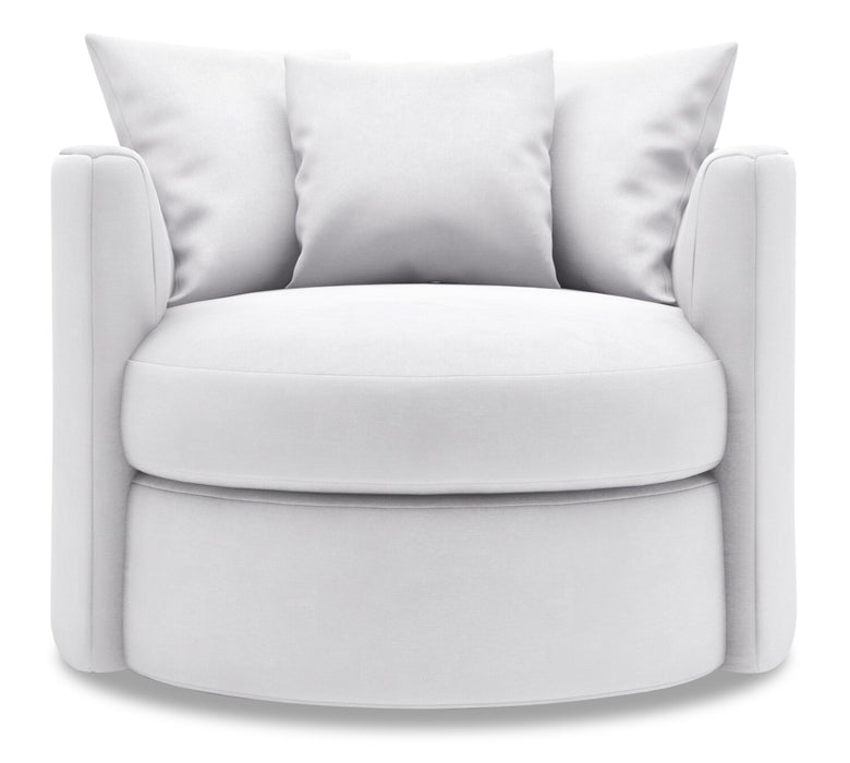 Made in Canada Sofa Lab Customizable Nest 41\" Linen-Look Fabric Swivel Accent Chair - Pax Ice White