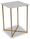 Mia 15.75\" Faux Marble Chairside Table - White & Gold