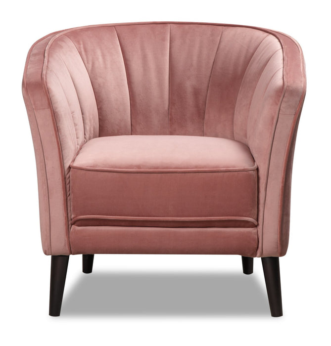 Brinley 29\" Velvet Fabric Accent Chair with Wood Legs - Pink