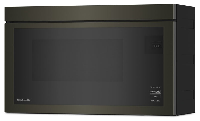 KitchenAid 1.1 Cu. Ft. Flush Over-the-Range Microwave with 900 Watts Cooking - Black Stainless - YKMMF330PBS