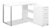 Milo 47.25\" L-Shaped Adjustable Office Desk with 3-Drawers & Open Shelves - White